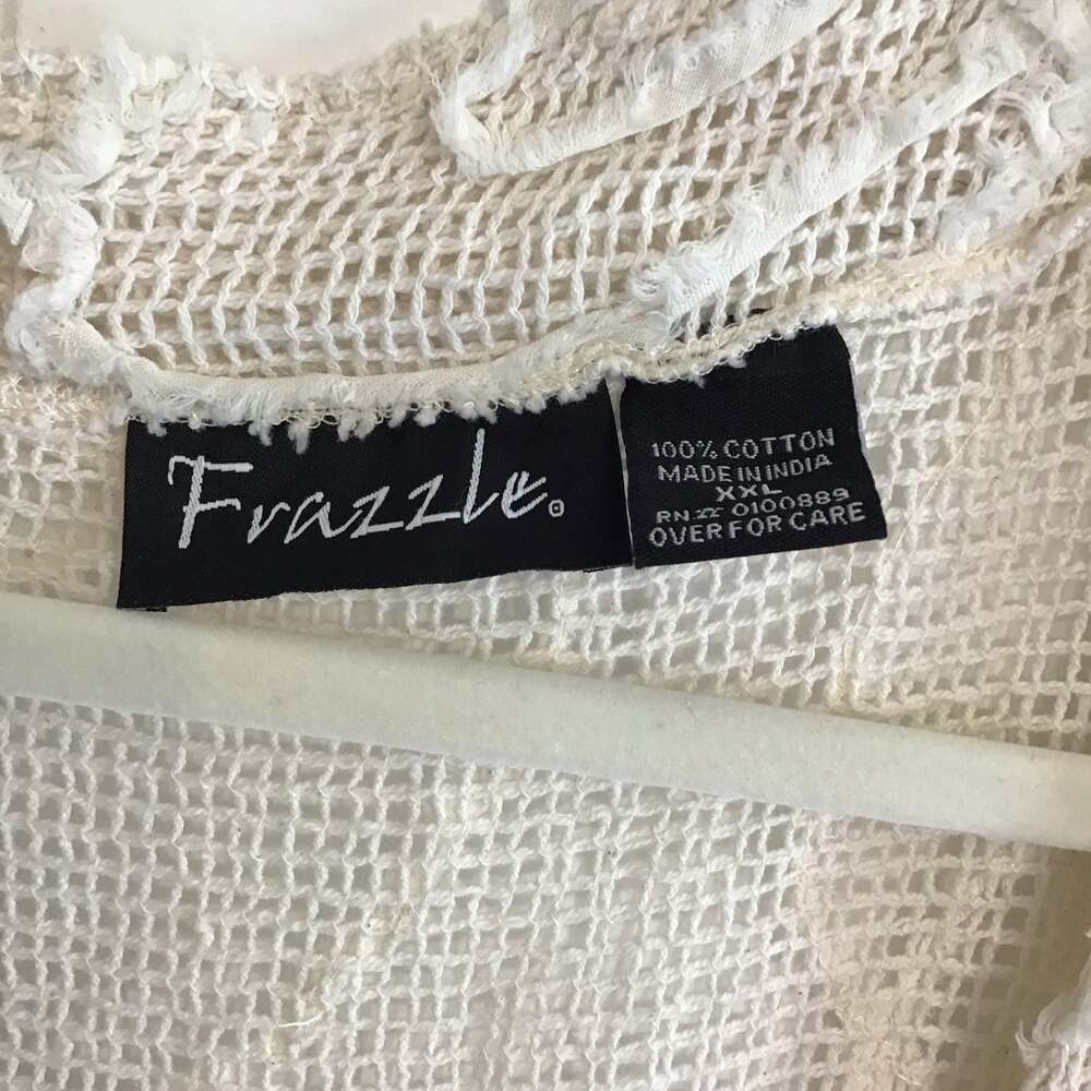 Frazzle Beige Textured Open-Knit Button-Front Cardigan XXL Boho Coverup - Picture 4 of 8